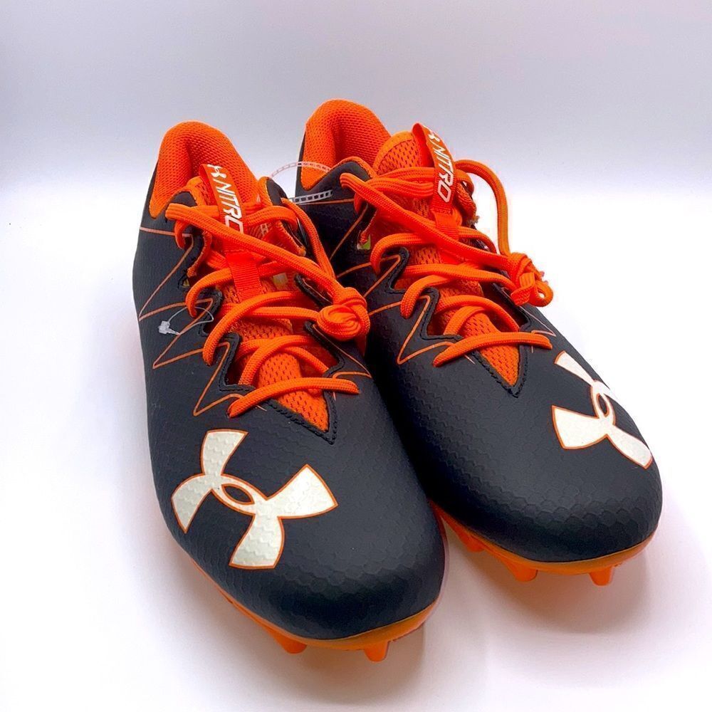 Mens Black & Orange Under Armour Nitro Football Cleats Shoes Sports Size 16